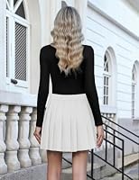 Rock Damen Herbst Faltenrock Hohe Taille Minirock Basic Einfarbig – Ansicht 4