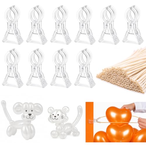 GRENTOOL 10 Clear Spring Clamps + 100 260 Balloons, Balloon Arch Clips Kit - image 1