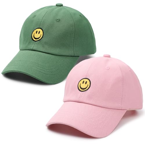 Kids Baseball Hat Toddler Girls Boys Embroidered Baseball Caps Adjustable Kid Sun hat Toddler Girl Smile Face Hats Age 3-12