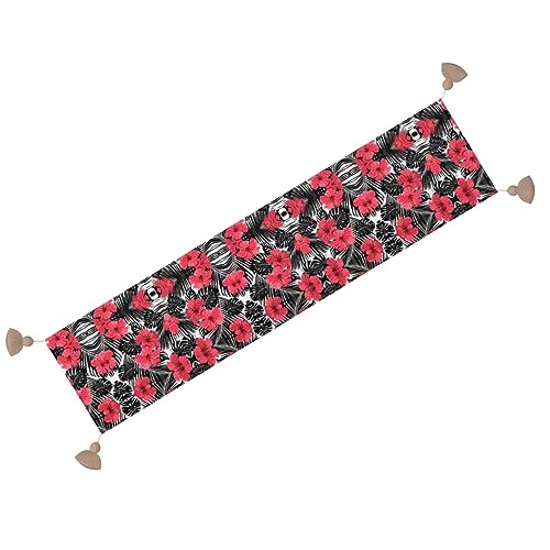 Chemin de table de Noël hibiscus rouge 152 cm pour sublimer une table vide sans effort - 3