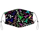 Supdreamc Men Women Cancer Awareness Ribbon Art Protective Masks Scarf Gaiter With 2 Filters, Comfy Anti Dust Windproof Bandanas Balaclava Cloth Face Covering