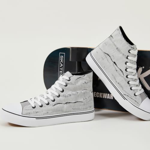 Image of yageyan Men's High Top Canvas Sneakers Fashion Lace up Walking Shoes Casual Classic