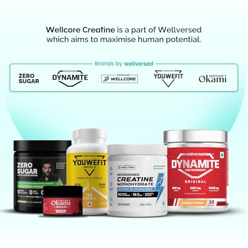 Image of Wellcore Pure Micronised Creatine Powder (83 Servings, Kiwi Kick) For Enhanced Muscle Strength With Rapid Absorption | Creatine Monohydrate | Wellcore Creatine Flavoured - 307g (Pack of 2)