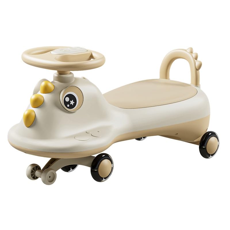 Samochód na biegunach, Wiggle Car Ride On Push z gładkimi kołami siedzisko do przechowywania krokodyl na biegunach przesuwana zabawka wewnętrznej huśtawki zewnątrz karty(Gelb,Flash wheel)