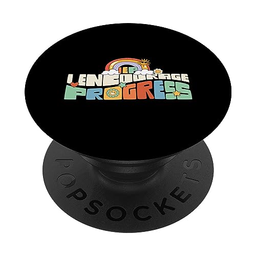 I Encourage Progress ABA Therapist Sped Teacher Groovy PopSockets Swappable PopGrip, Black