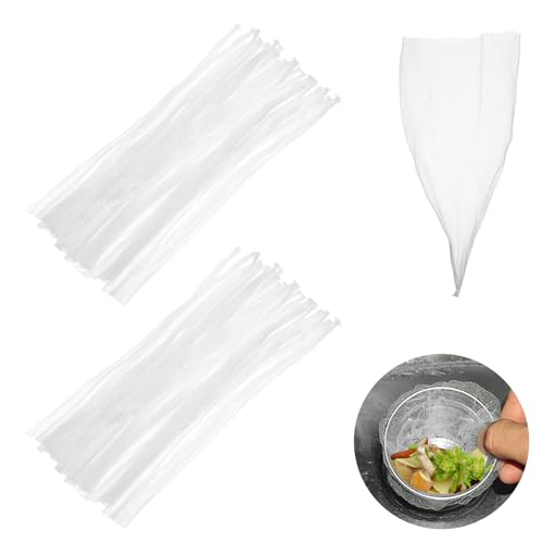 QUARKZMAN 300 Stück Küchensieb Netzbeutel 7.9' Polyethylen Einweg-Antiverstopfungs-Siebbeutel Zum Auffangen Von Küchenabfällen Lebensmittelresten Müll Weiß