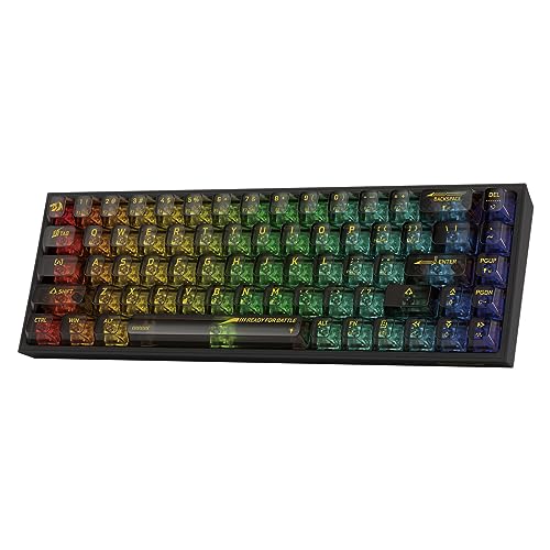 Image of Redragon K631 PRO 65% 3-Mode Wireless RGB Gaming Keyboard, 68 Keys Compact Full-Transparent Mechanical Keyboard w /Hot-Swap Free-Mod PCB Socket, Translucent Custom Switch Black
