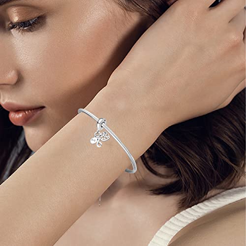 Image of INZEN Heart-shaped Friendship Charm Pendant Suitable For Most Charm Bracelets And Necklaces DIY Puppy Tigger Beads Jewelry Gifts For Women And Girls (Family Infinity Charm)