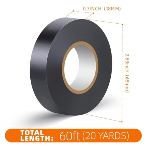 Image of 16 Pack Black Electrical Tape Waterproof，3 /4 in x 60ft，High Temperature Electric Tape Weatherproof Home Outdoor Multipurpose Insulating Wire Wrapping，Maximum Voltage