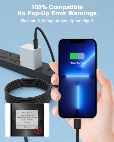 Image of Susnwere USB C to Lightning Cable (2pack 6ft), Apple MFi Certified iPhone Fast Charger 2m, Power Delivery Original Type C Charging Cord for Apple iPhone 13 /12 /11 Pro /11 /XS MAX /XR /8 /7 /6s Plus,iPad