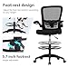 BestOffice Drafting Chair Tall Office Chair Adjustable Height with Lumbar Support Flip Up Arms Footrest Mid Back Task Mesh Desk Chair Computer Chair Drafting Stool for Standing Desk (B-Black)