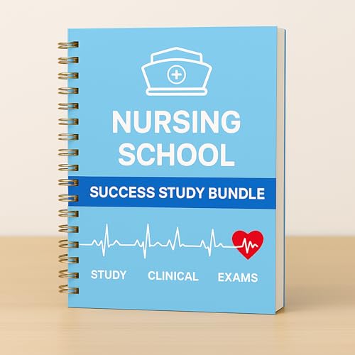 Nursing School Success Study Bundle Planner- 305+ Page Ultimate Nursing School Essentials Planner & Clinical Notebook with Clipboard | Organize, Track & Ace Exams for Nursing Students