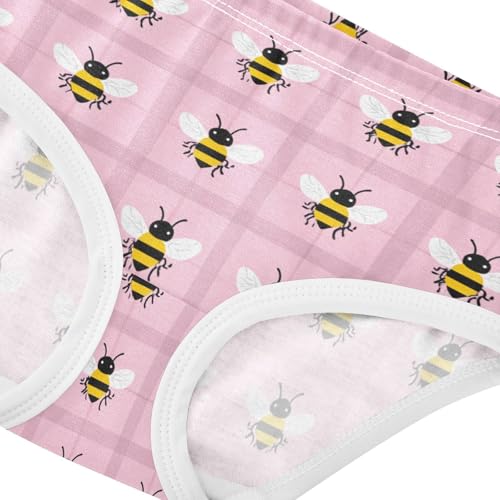 Wusikd Cute Bees Girls' Underwear Cotton Pink Girls Briefs Soft Toddler Underwear 2T4