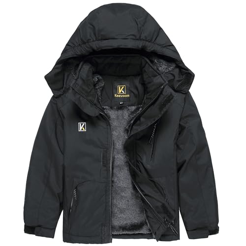 Image of Keevoom Boys Winter Coat Ski Jacket Windproof Kids Snowboard Warm Fleece Snow Coat Waterproof Outdoor Hooded Ski Coats
