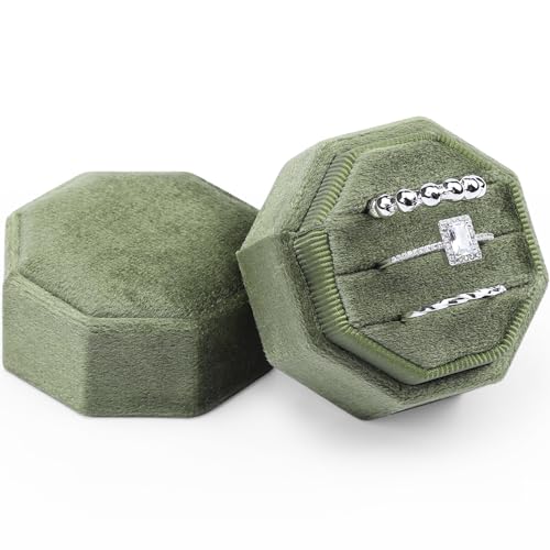 WantGor Velvet Ring Box, 3 Slots Jewelry Ring Gift...