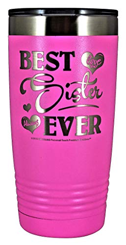 Sister Gift – “Best Sister Ever ~ Love You” Stainless Steel Vacuum Insulated Tumbler Travel Coffee Mug Gk Grand Designed & Engraved Hot Cold Birthday Mothers Day Christmas (Pastel Pink, 20Oz) #TOP15