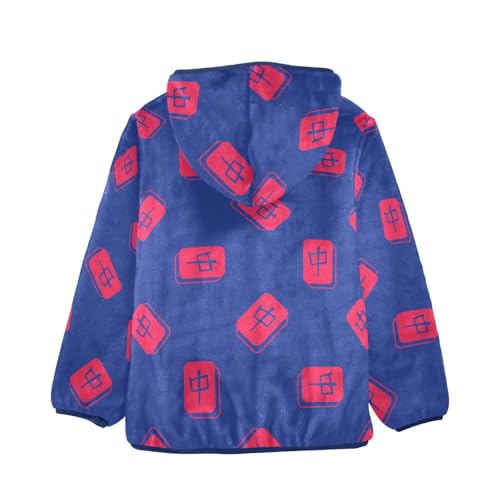 Red Mahjong Girls Fleece Jacket Girls Fall Jacket Girls Zip Up Hoodie Girls Sherpa Jacket 2-10T2
