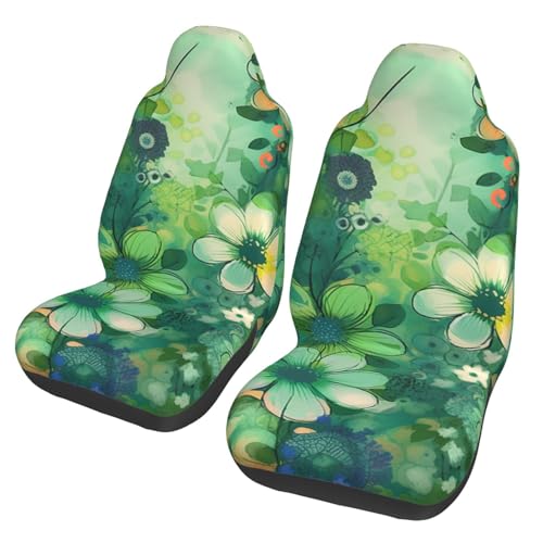Housses de siège avant voiture contre les taches et salissures motif floral vert