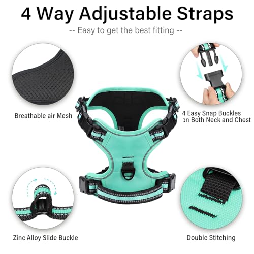 Hundegeschirr No-Pull für Kleine, Große, Mittelgroße Hunde - Weich, Atmungsaktiv, Einstellbar, Reflektierend Mit Gepolstertem Griff - Anti-Zug Brustgeschirr