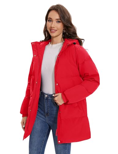 YUCOLEN Women's Long Winter Down Coats Puffer Thicken Parka with Hood Waterproof Warm Jackets Fashion Outwear DarkGrey S3