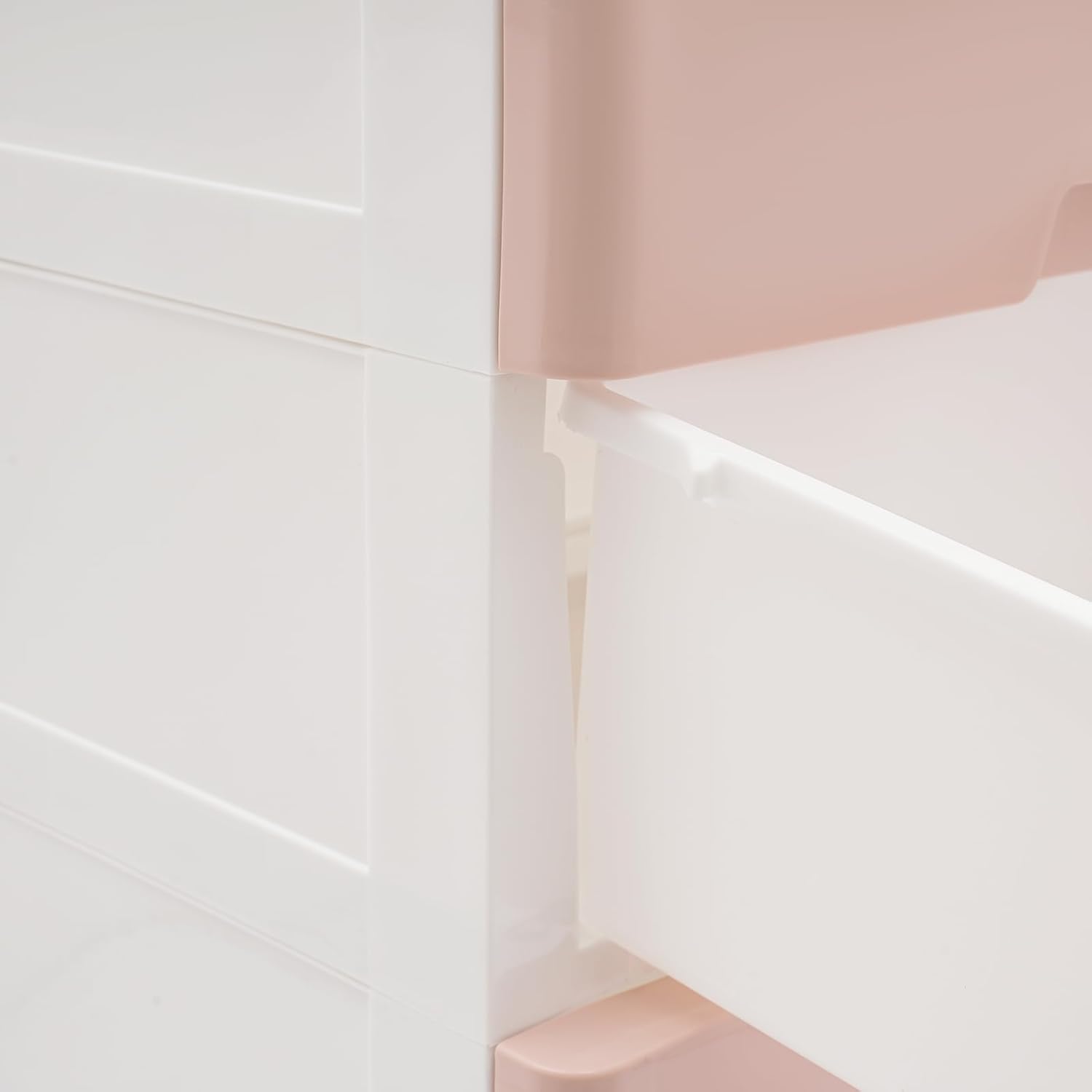 5-Tier Plastic Drawers Dresser, Storage Cabinet with 5 Drawers & Smooth Wheels, Heavy-Duty Kids Toy Organizer with 66LBS Capacity, Modern Drawers Dresser for Bedroom, Playroom, Living Room (Pink)