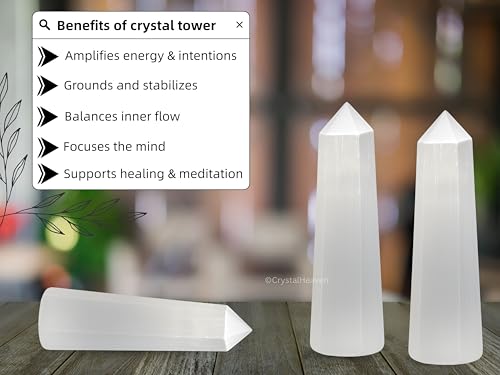 Image of Certified Selenite Crystal Tower Obelisk Point For Chakra