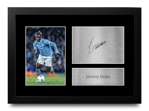 Photo Jeremy Doku Manchester City déco salon cadre A4