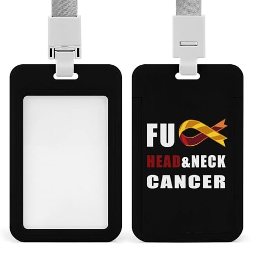 Fuck Head and Neck Cancer ID Badge Holder with Lanyard Vertical ID Card Holder for Travel Office Work