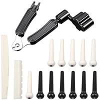 14 Stück Gitarre Bridge Pins, Gitarre Brücke Pins Stifte, Akustikgitarren Stegstecker,Akustikgitarren Stegsattel, Mit Stegstecker Entferne, für Alle Gitarren (Weiß Schwarz)