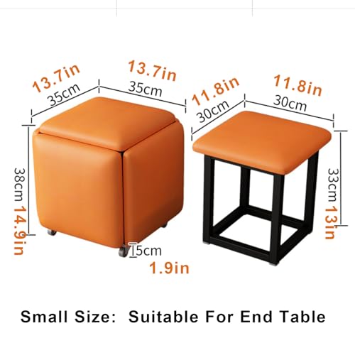 Pouf cube empilable en PU avec roulettes pour salon et coiffeuse - 3