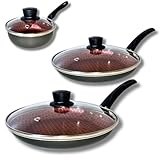 Jogo de frigideira rotoprint antiaderente com tampa 3 peças