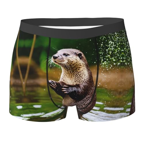 Animal Cute Brown Otters Mens Underwear,Boxer Briefs for Men Pack, Mens Boxer Briefs