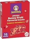 ANNIE'S - FAMILY PACK - Organic Fruit Flavoured Snacks Strawberry, Pack of 10 Pouches, Natural Strawberry Flavours, No Synthetic Colours, Gelatin Free, Gluten Free, Vegan, Snacks