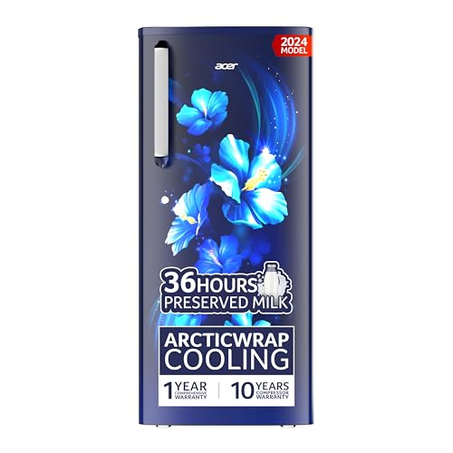 Image of acer 190L 2 Star Direct-Cool Single Door Refrigerator (AiSense, AR190AD2FBTD, BLUE FLOWER TIANA)