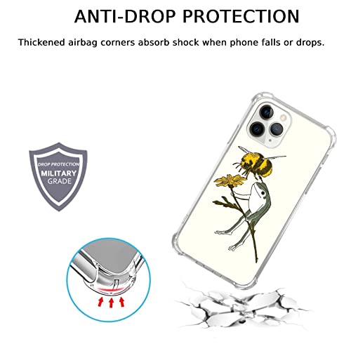 Dohakemuny Frog & Bumble Bee Case Compatible With Iphone 11 Pro, Cute Bee & Flowers Case For Iphone 11 Pro For Teens Men & Women, Cool Trendy Tpu Bumper Case Cover #TOP3