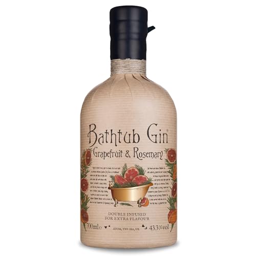 Bathtub Gin Grapefruit and Rosemary, 70cl - Double-Infused 40.3 Percent ABV Flavoured Craft Gin with Orange, Juniper and Rosemary Notes - Hand-Crafted British Gin