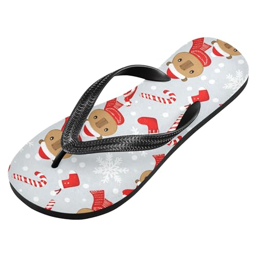 Burbuja Capybaras Wearing Christmas Hats Flip Flops for Women Men, Soft Thong Sandals Rubber Slippers for Pool Beach Essentials2