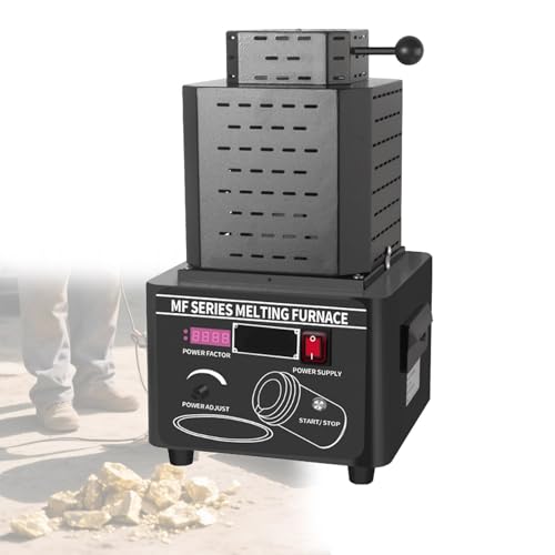 Horno de Fusión de Oro Eléctrico de 5000w Horno de Fusión para Metal 1600 ℃/2912 Horno de Fusión de Frecuencia Media para Metales Preciosos,Joyas de Oro Y Plata,Black-1kg