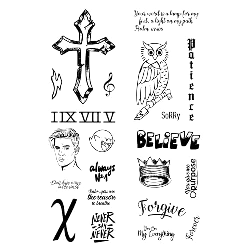 Looks like a real tattoo! Premium quality 3 Week Lasting Fake Tattoo Sticker, Inspired by Bieber. Waterproof tattoes on the back, fingers, arm, thigh or neck.