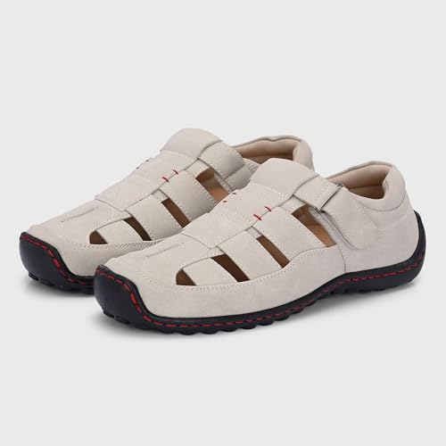 Image of Centrino Men's Fisherman Sandals | Cushioned Insole & Hook & Loop Straps | Trendy Sporty Design with Premium Upper | Closed-Toe Sandals for Travel & Walking (6620)