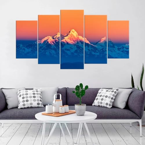Impression sur toile Himalaya grand tableau déco salon avec cadre 5 parties