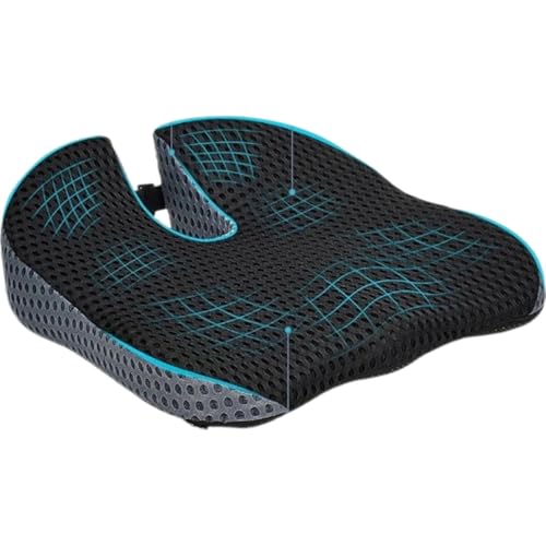 Memory Foam Car Seat Cushion with 4D Mesh, Universal Wedge Seat Cushion for Driving,Office Chair Cushion, Coccyx Cushions,Posture Support & Height Booster with Adjustable Straps.