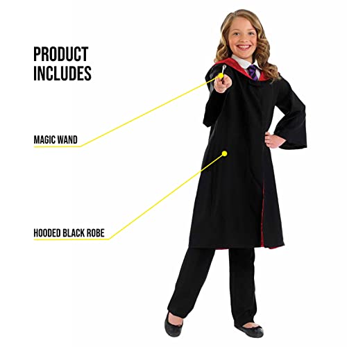 Fun Shack FNK3592M-US Kids Girls Boys Wizard Costume Robe Black Cape Kids Halloween Costume Medium thumb #4