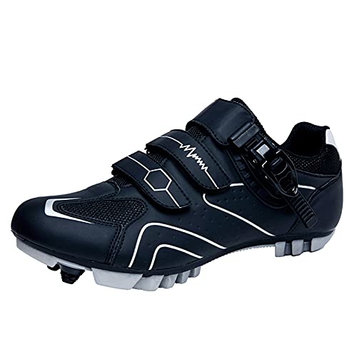 Scarpe da Ciclismo MTB per Uomo Donna Scarpe da Mountain Bike Traspirante Antiscivolo Compatibile con Tacchette da Corsa SPD e Pedale di Blocco Black Grey 250