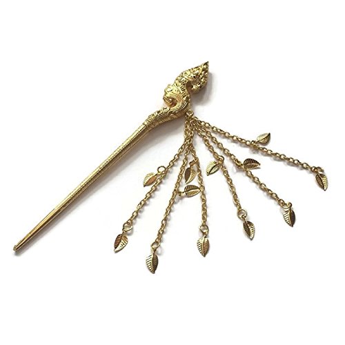 HOT! 100% King of Nagas Style Handmade Vintage/Antique/Native Design Tin Hair Barrettes/Great Naga Hair Pin Made in Thailand (Northern)