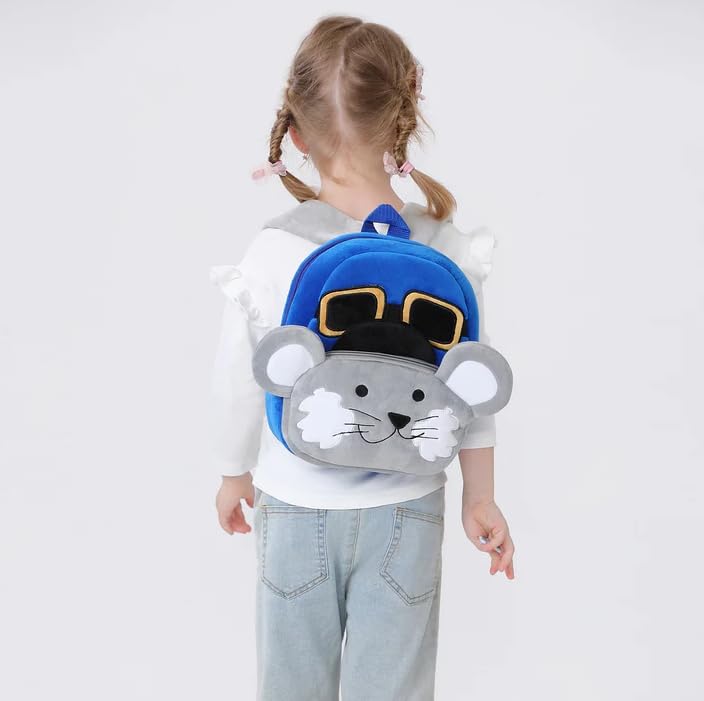 Image of blue tree Cute Kids Backpack Toddler Bag Plush Animal Cartoon Mini Travel Bag for Baby Girl Boy 1-6 Years, Ideal for Gifting for Kids