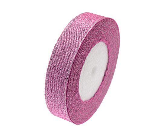 Atribbons 1 Inch Wide Sparkly Glitter Ribbons,Colorful Silver Metallic Color Ribbons For Gifts Wrapping Home Decoration Wedding Party And Diy Crafts,25 Yards/Roll X 1 Roll (Pink) #TOP9