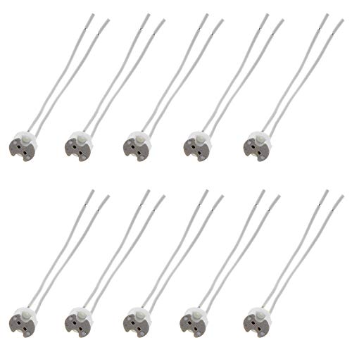SeKi MR16 (GU5,3) – Casquillo con cable de conexión para bombillas LED y halógenas; juego de 10 unidades, color blanco