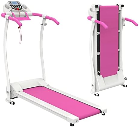 Folding Treadmill Portable Motorised Treadmill Walking Treadmill Electric Running Exercise Machine Easy Assembly with LCD Display Handlebar 2 Cup Holders Phone Holder for Home Fitness Walking Running