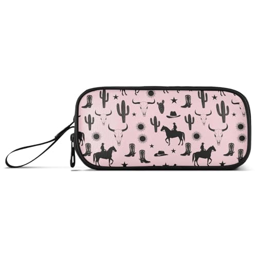 Image of J JOYSAY Western Cowboy Cactus Pink Pencil Case Large Big Capacity Pen Bag Holder Pouch for Girls Boys Office Organizer for Kids Women Men